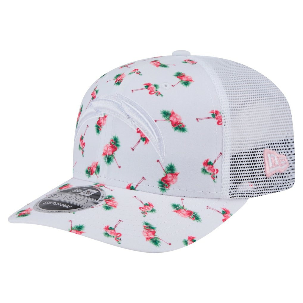 Los Angeles Chargers New Era Adventure Flamingo Pattern 9SEVENTY Stretch-Snap Hat - White - NFL