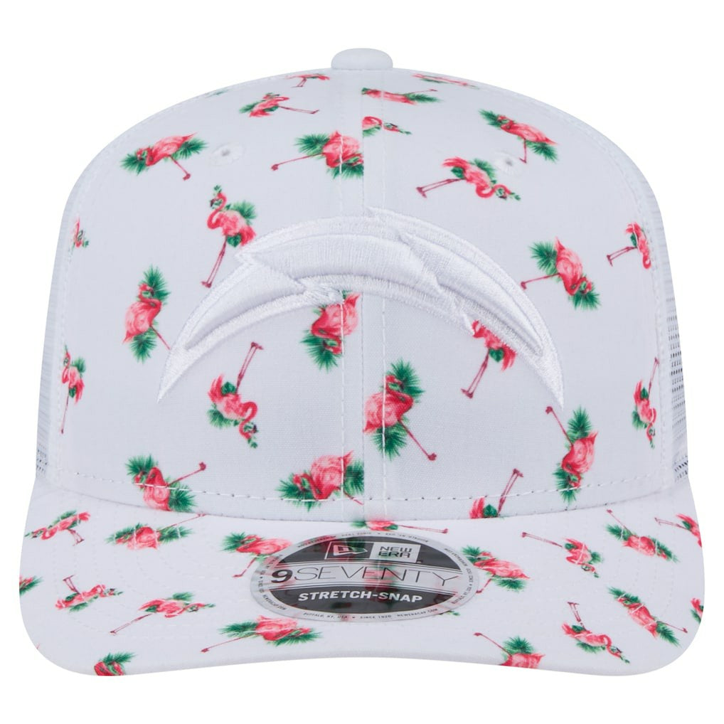 Los Angeles Chargers New Era Adventure Flamingo Pattern 9SEVENTY Stretch-Snap Hat - White - NFL