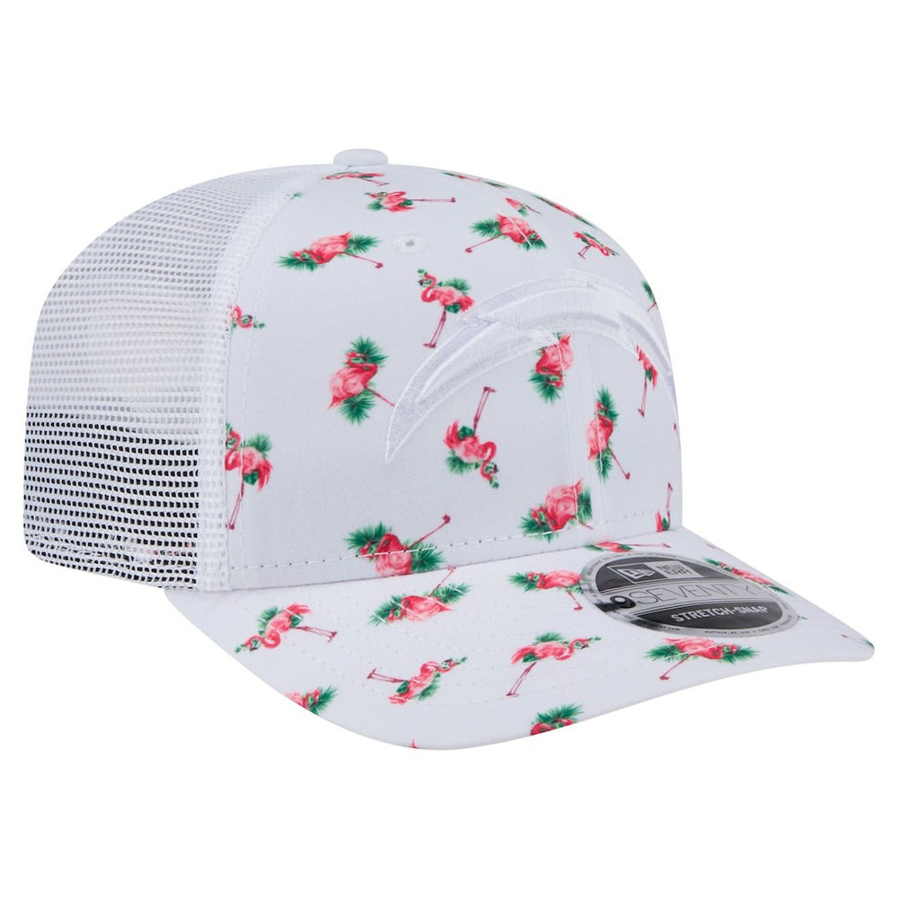 Los Angeles Chargers New Era Adventure Flamingo Pattern 9SEVENTY Stretch-Snap Hat - White - NFL