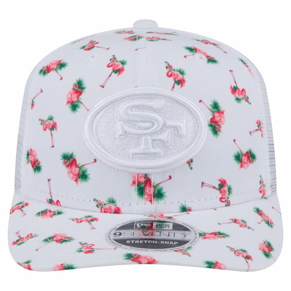 San Francisco 49ers New Era Adventure Flamingo Pattern 9SEVENTY Stretch-Snap Hat - White - NFL