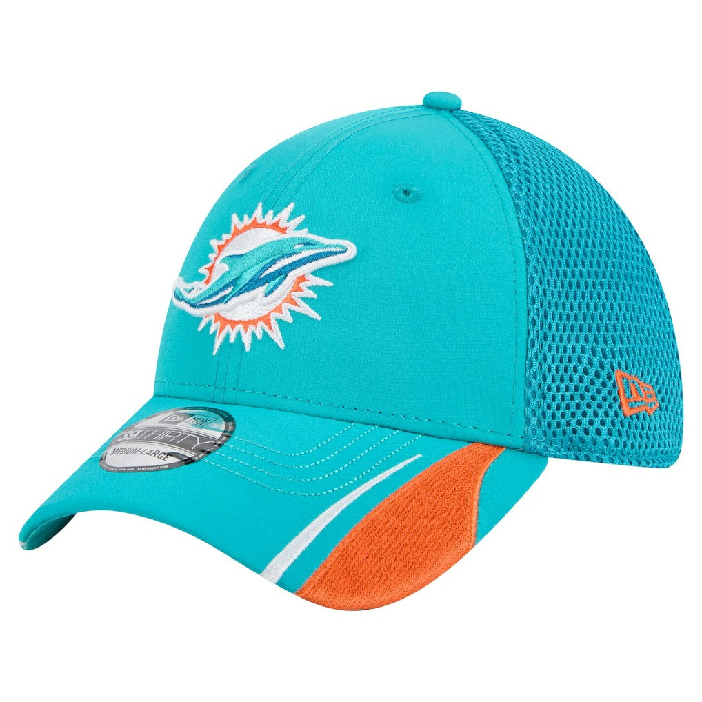 Miami Dolphins New Era Game Day Linear 39THIRTY Flex Hat - Aqua - NFL