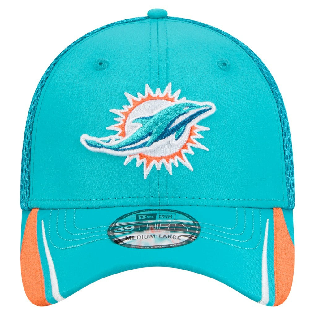 Miami Dolphins New Era Game Day Linear 39THIRTY Flex Hat - Aqua - NFL