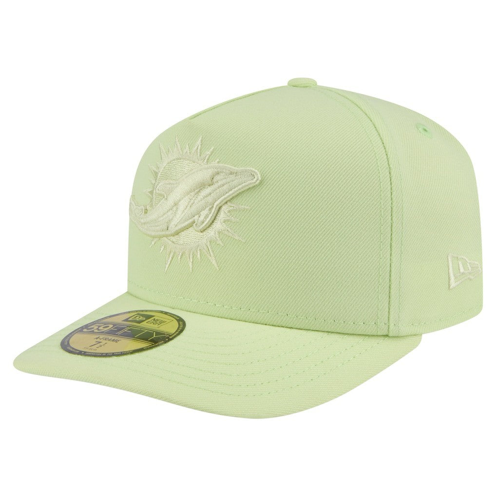 Miami Dolphins New Era Color Pack A-Frame 59FIFTY Fitted Hat - Light Green - NFL