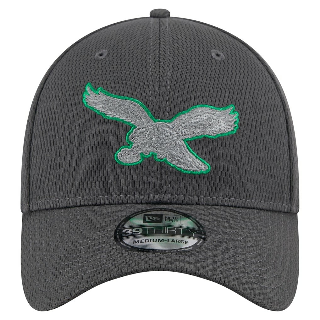 Philadelphia Eagles New Era Throwback Logo Main 39THIRTY Flex Hat - Graphite - NFL