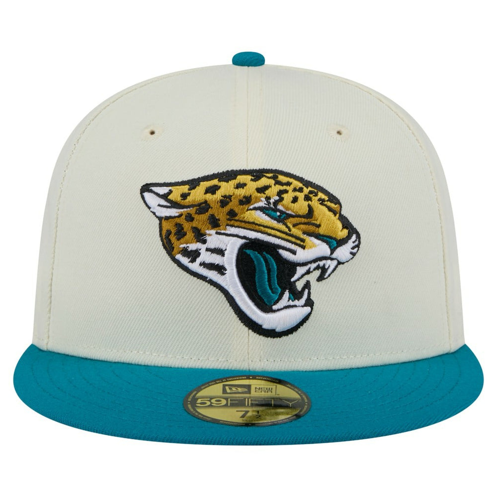 Jacksonville Jaguars New Era Main 59FIFTY Fitted Hat - Cream/Teal - NFL