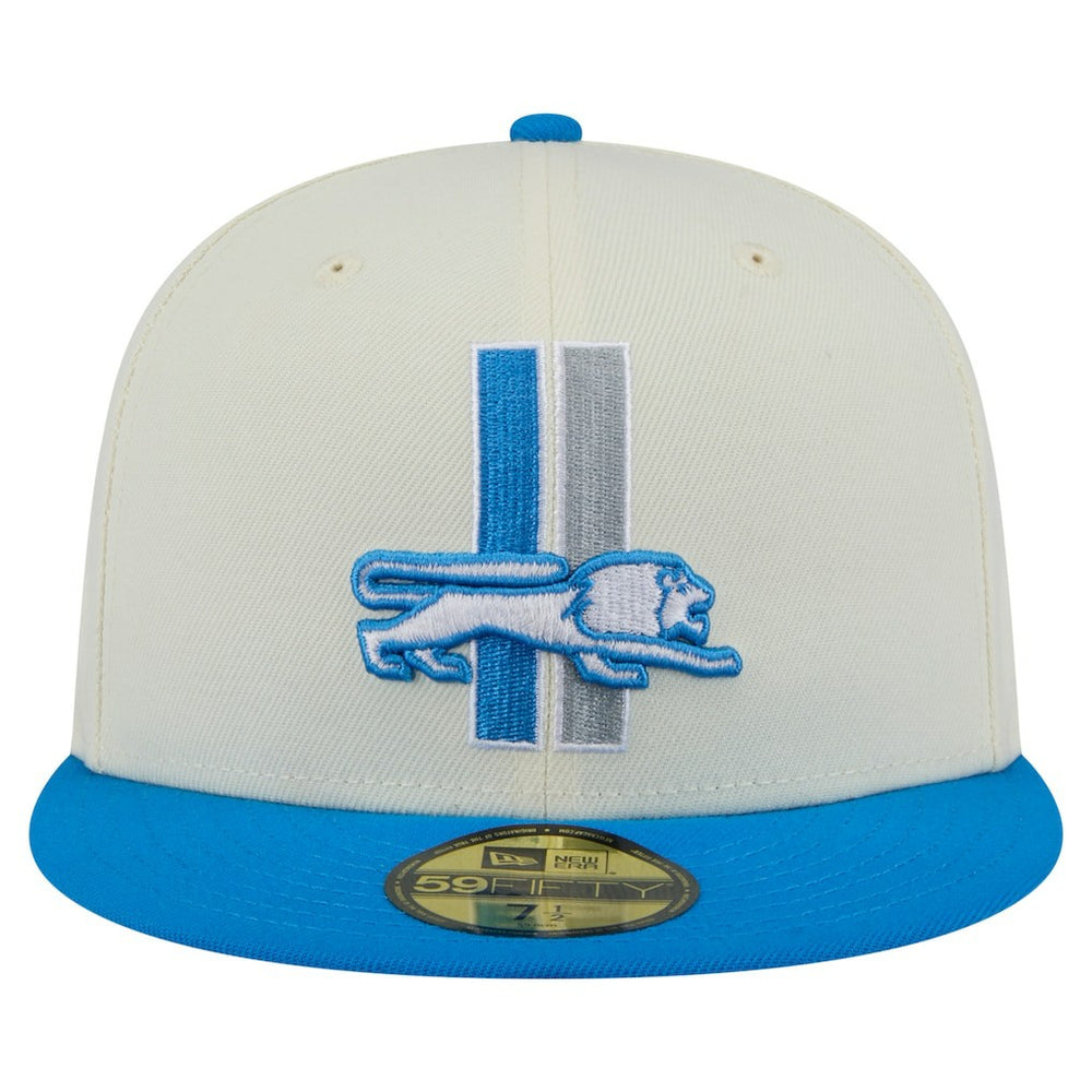 Detroit Lions New Era Main 59FIFTY Fitted Hat - Cream/Blue - NFL