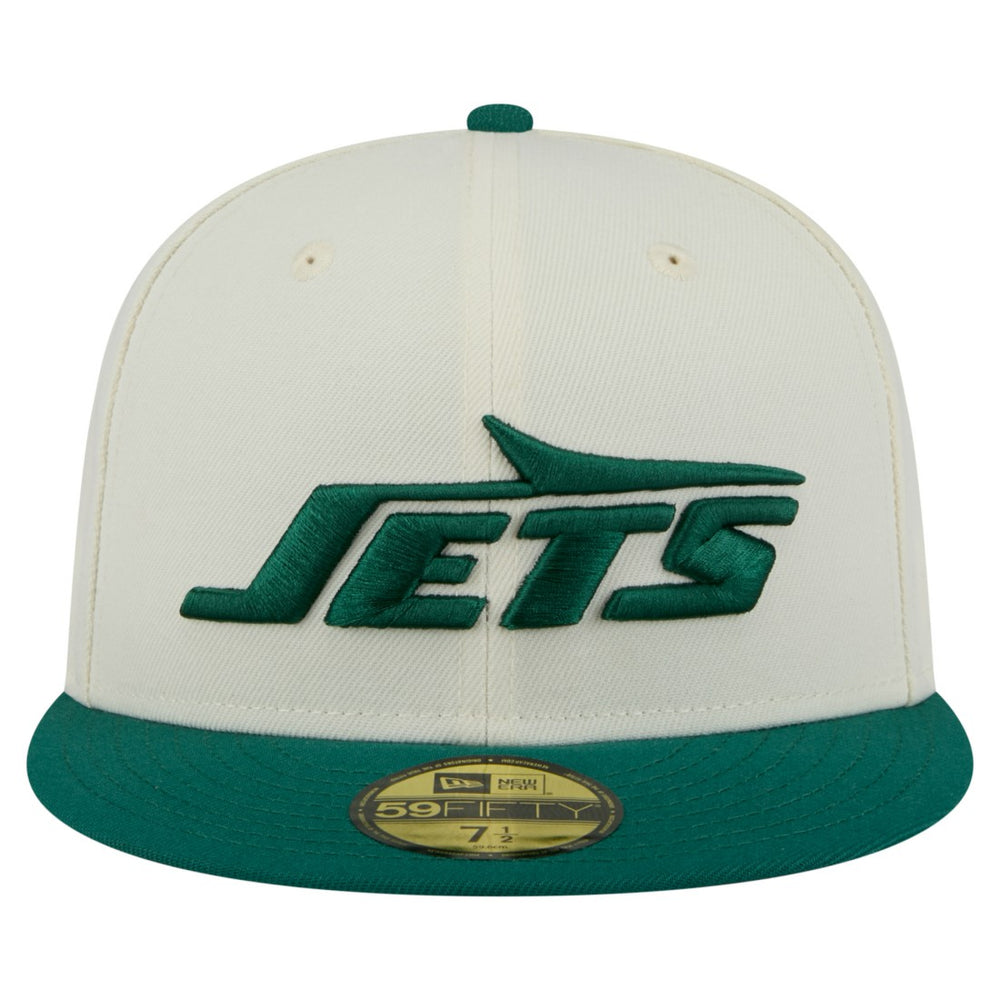 New York Jets New Era Main 59FIFTY Fitted Hat - Cream/Green - NFL