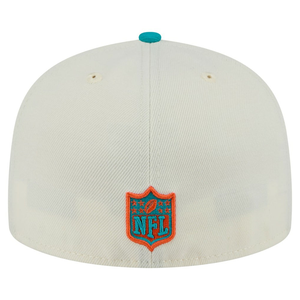 Miami Dolphins New Era Main 59FIFTY Fitted Hat - Cream/Aqua - NFL