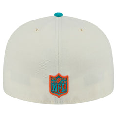 Miami Dolphins New Era Main 59FIFTY Fitted Hat - Cream/Aqua - NFL