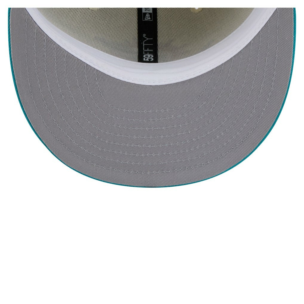 Miami Dolphins New Era Main 59FIFTY Fitted Hat - Cream/Aqua - NFL