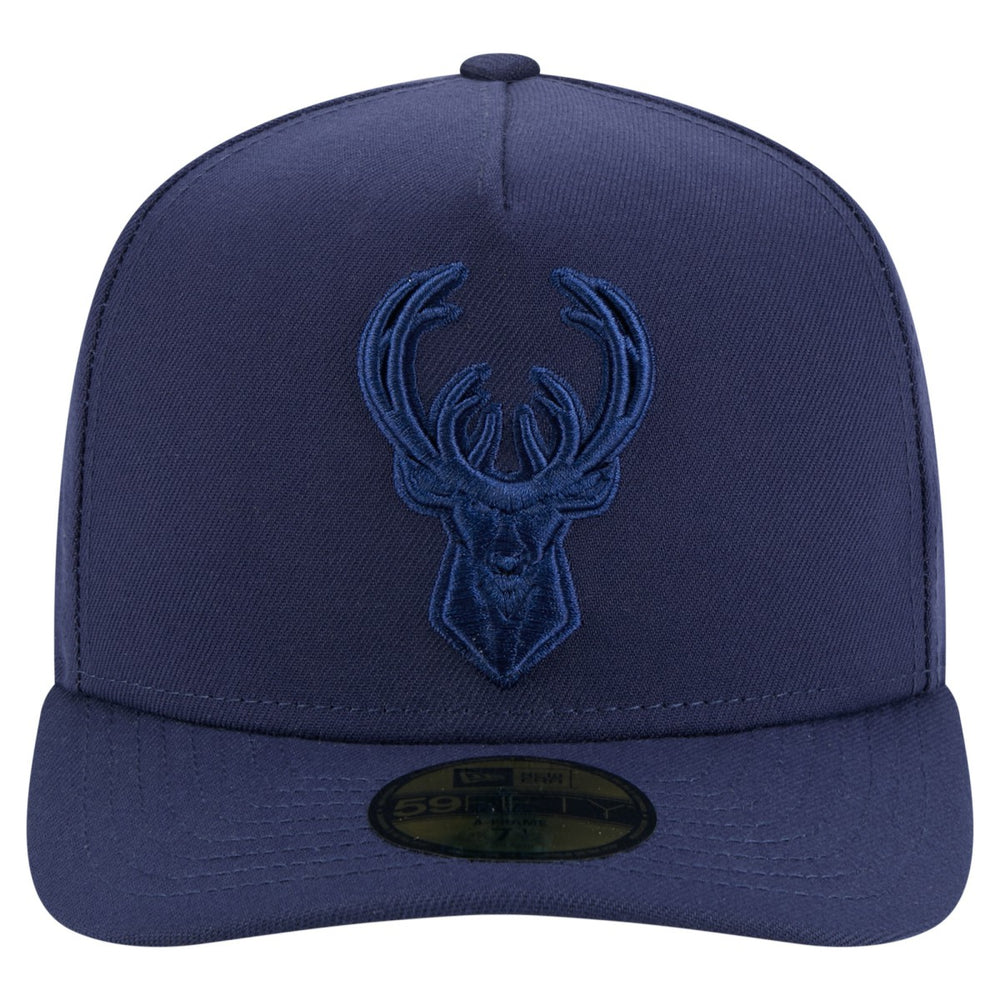 New Era Milwaukee Bucks Colorpack A-Frame Pinch Front 59FIFTY Fitted Hat Navy