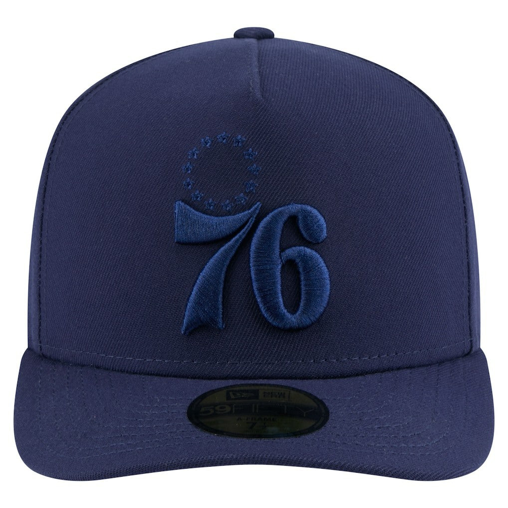 New Era Philadelphia 76ers Colorpack A-Frame Pinch Front 59FIFTY Fitted Hat Navy