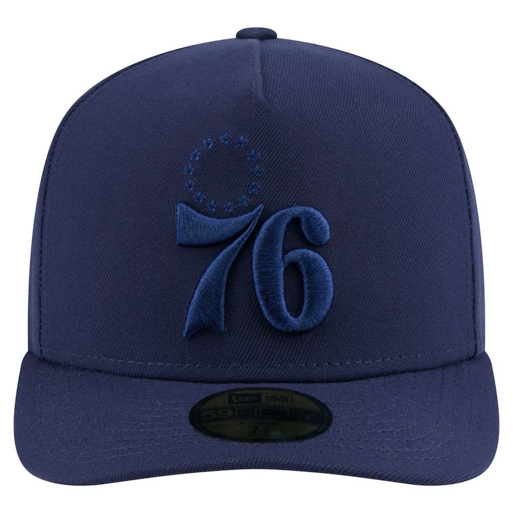 New Era Philadelphia 76ers Colorpack A-Frame Pinch Front 59FIFTY Fitted Hat Navy