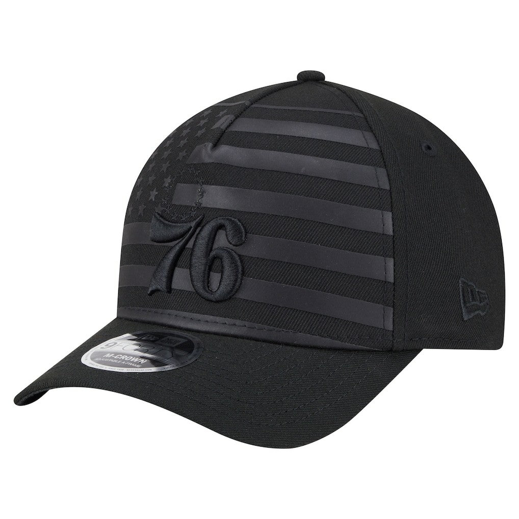 New Era Philadelphia 76ers Game Day Flag A-Frame 9FORTY Adjustable Hat Black