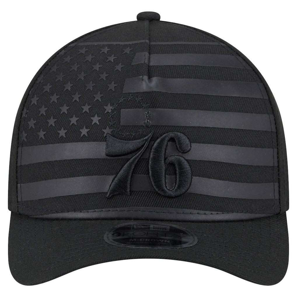 New Era Philadelphia 76ers Game Day Flag A-Frame 9FORTY Adjustable Hat Black