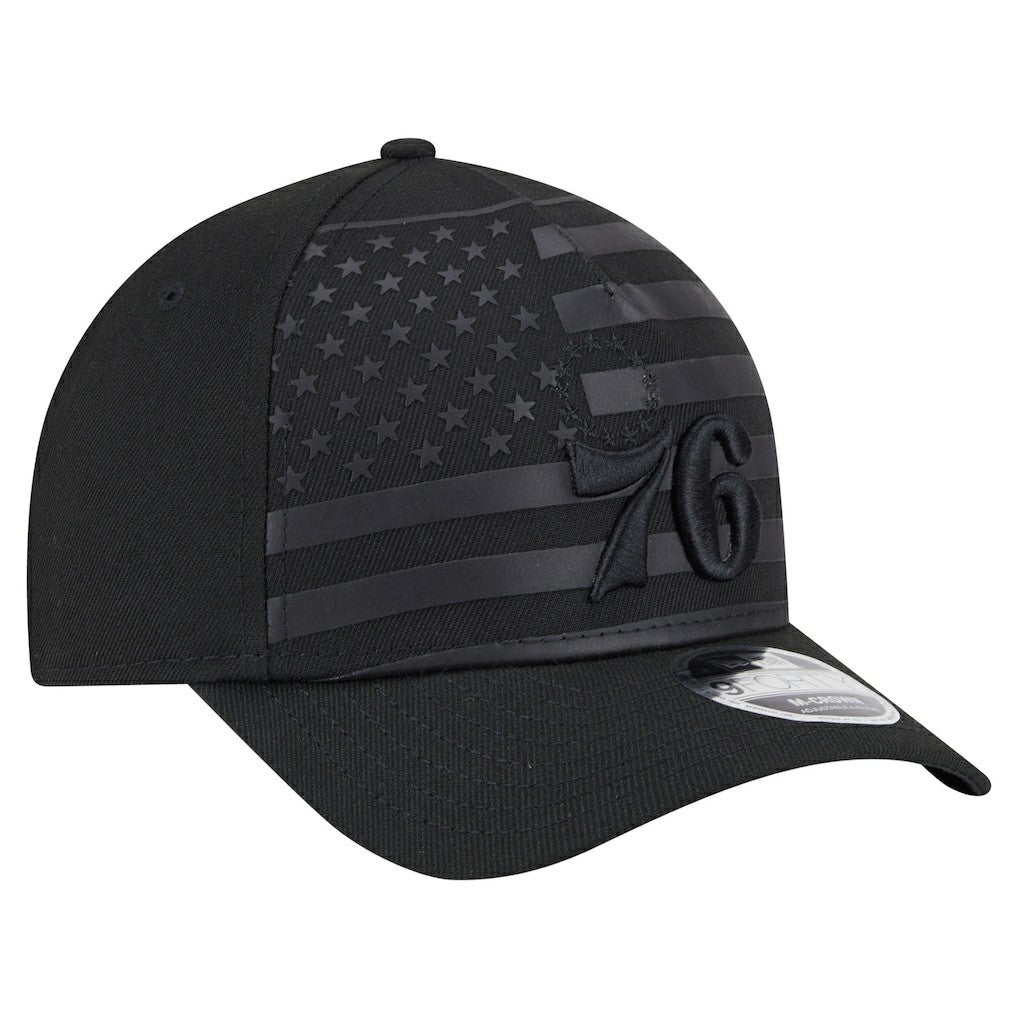 New Era Philadelphia 76ers Game Day Flag A-Frame 9FORTY Adjustable Hat Black