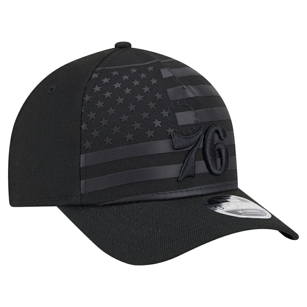 New Era Philadelphia 76ers Game Day Flag A-Frame 9FORTY Adjustable Hat Black