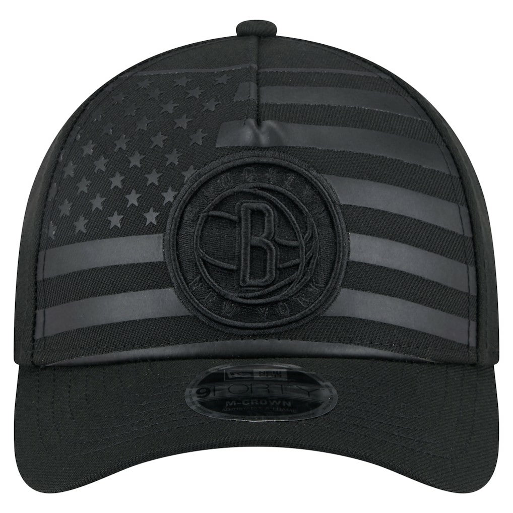 New Era Brooklyn Nets Game Day Flag A-Frame 9FORTY Adjustable Hat Black