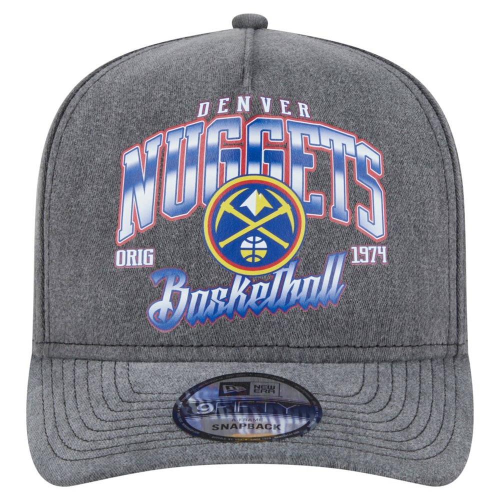 New Era Denver Nuggets Throwback Washed Pre-Curved 9FIFTY Snapback Hat Charcoal