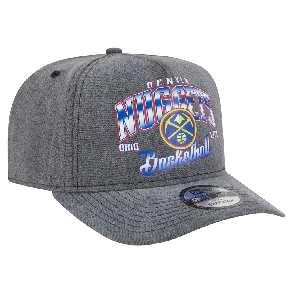 New Era Denver Nuggets Throwback Washed Pre-Curved 9FIFTY Snapback Hat Charcoal