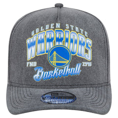 New Era Golden State Warriors Throwback Washed Pre-Curved 9FIFTY Snapback Hat Charcoal