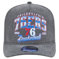 New Era Philadelphia 76ers Throwback Washed Pre-Curved 9FIFTY Snapback Hat Charcoal