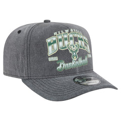 New Era Milwaukee Bucks Throwback Washed Pre-Curved 9FIFTY Snapback Hat Charcoal