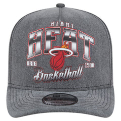 New Era Miami Heat Throwback Washed Pre-Curved 9FIFTY Snapback Hat Charcoal