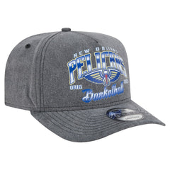 New Era New Orleans Pelicans Throwback Washed Pre-Curved 9FIFTY Snapback Hat Charcoal