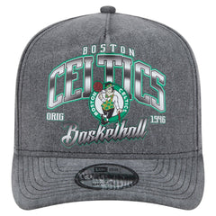 New Era Boston Celtics Throwback Washed Pre-Curved 9FIFTY Snapback Hat Charcoal