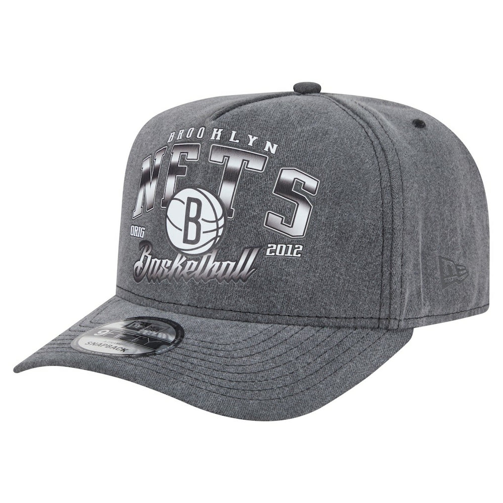 New Era Brooklyn Nets Throwback Washed Pre-Curved 9FIFTY Snapback Hat Charcoal