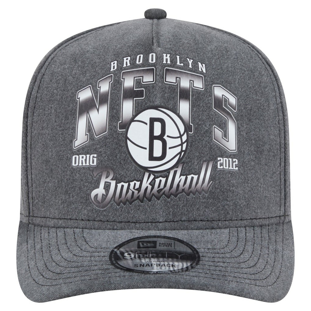 New Era Brooklyn Nets Throwback Washed Pre-Curved 9FIFTY Snapback Hat Charcoal