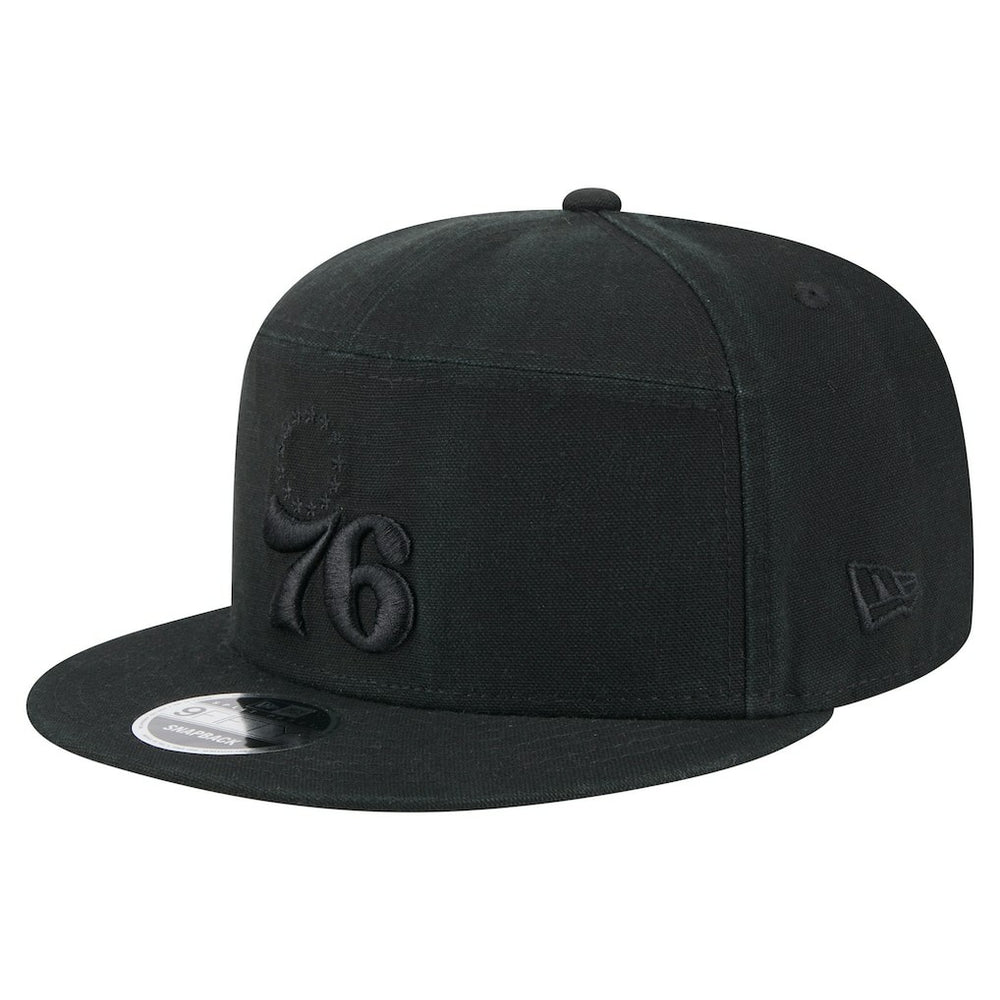 New Era Philadelphia 76ers Adventure Canvas Split Panel 9FIFTY Snapback Hat Black