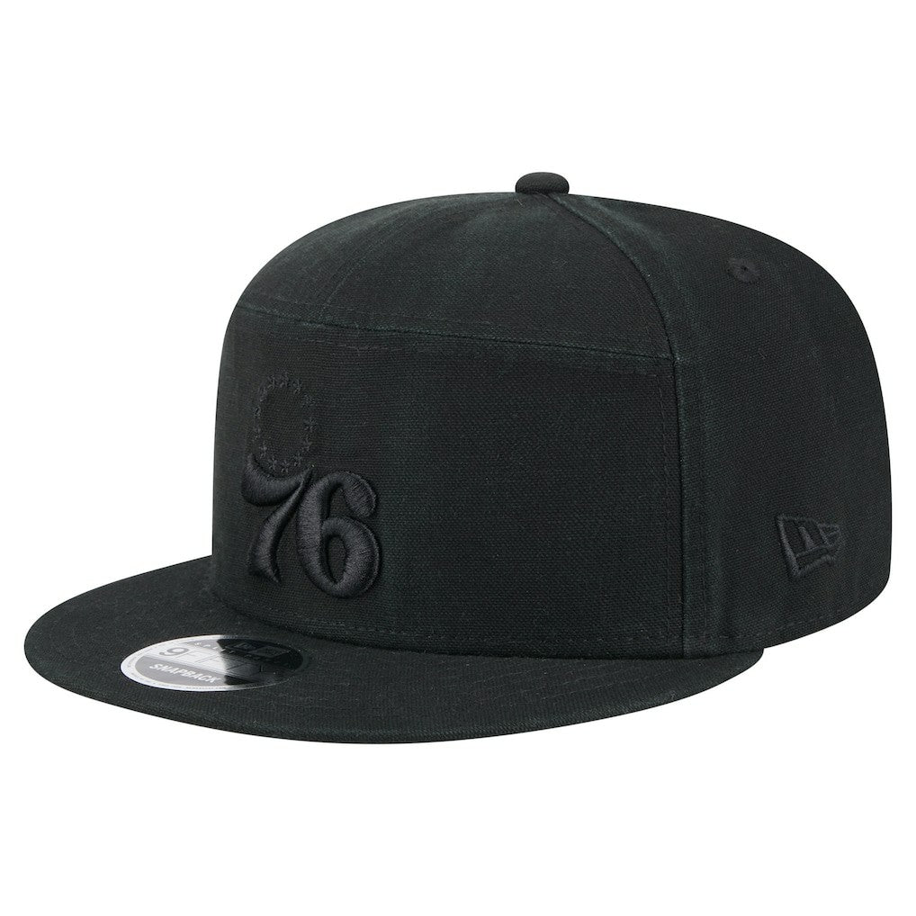 New Era Philadelphia 76ers Adventure Canvas Split Panel 9FIFTY Snapback Hat Black