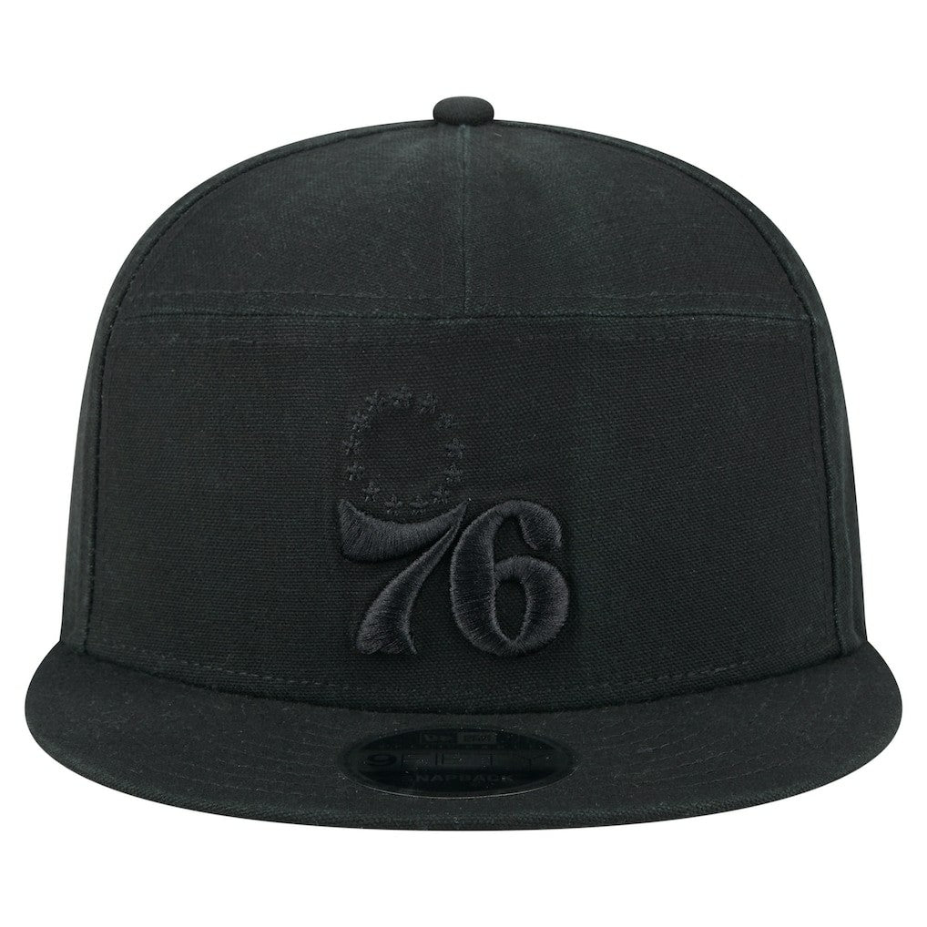New Era Philadelphia 76ers Adventure Canvas Split Panel 9FIFTY Snapback Hat Black