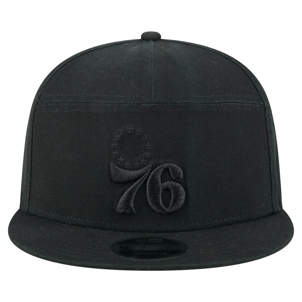 New Era Philadelphia 76ers Adventure Canvas Split Panel 9FIFTY Snapback Hat Black