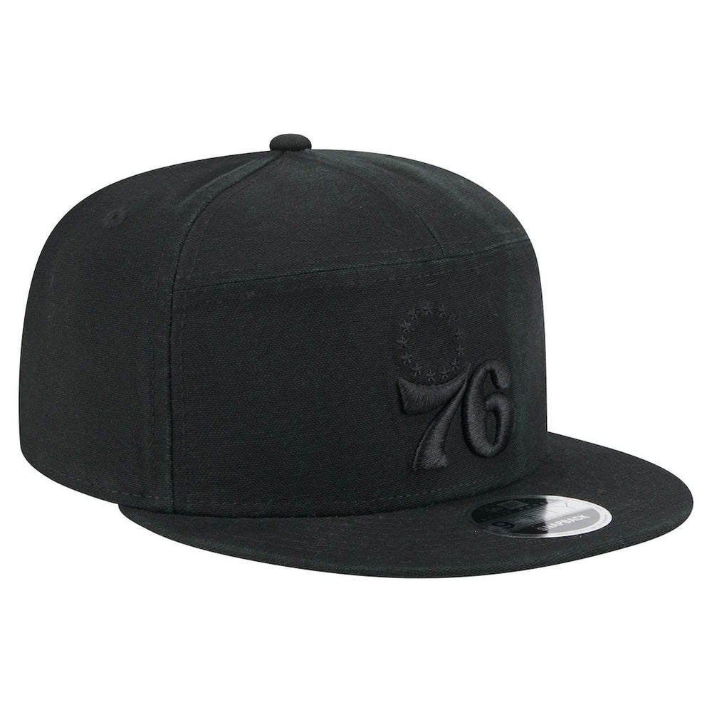 New Era Philadelphia 76ers Adventure Canvas Split Panel 9FIFTY Snapback Hat Black