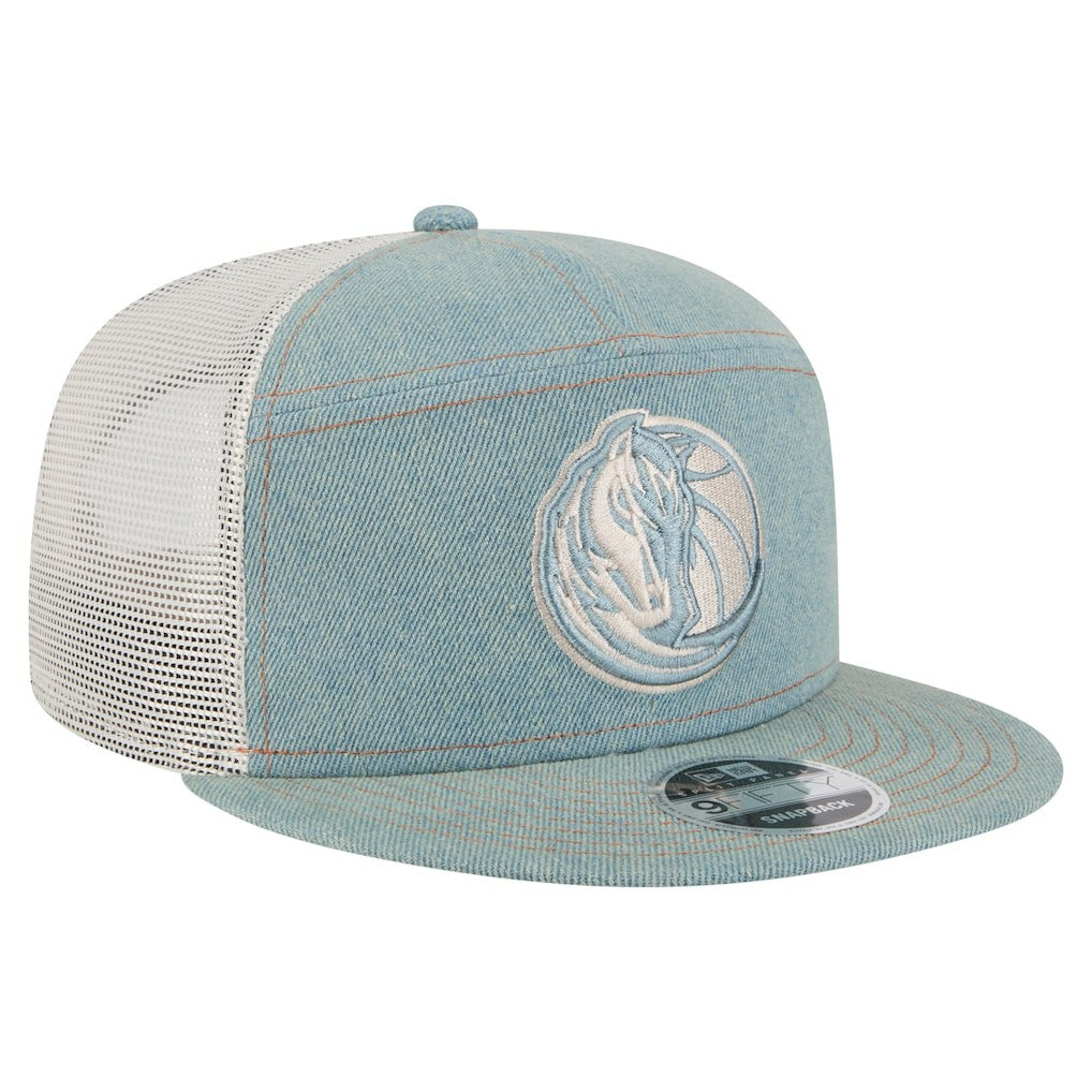 New Era Dallas Mavericks Adventure Denim Split Panel 9FIFTY Snapback Trucker Hat