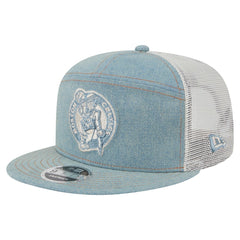 New Era Boston Celtics Adventure Denim Split Panel 9FIFTY Snapback Trucker Hat