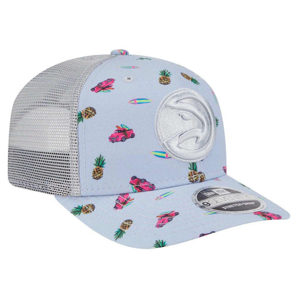 New Era Atlanta Hawks Adventure Aloha Pattern 9SEVENTY Stretch-Snap Hat Light Blue/Gray