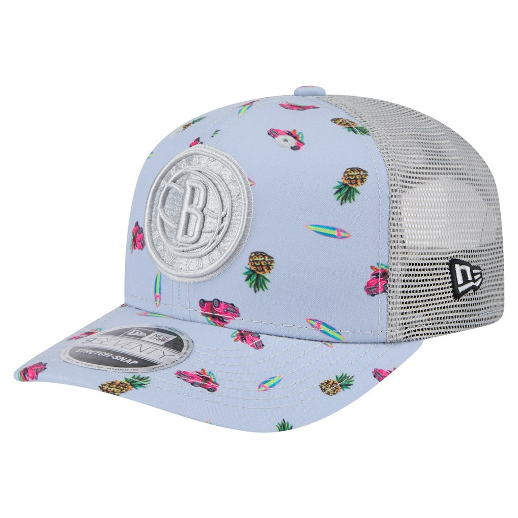 New Era Brooklyn Nets Adventure Aloha Pattern 9SEVENTY Stretch-Snap Hat Light Blue/Gray
