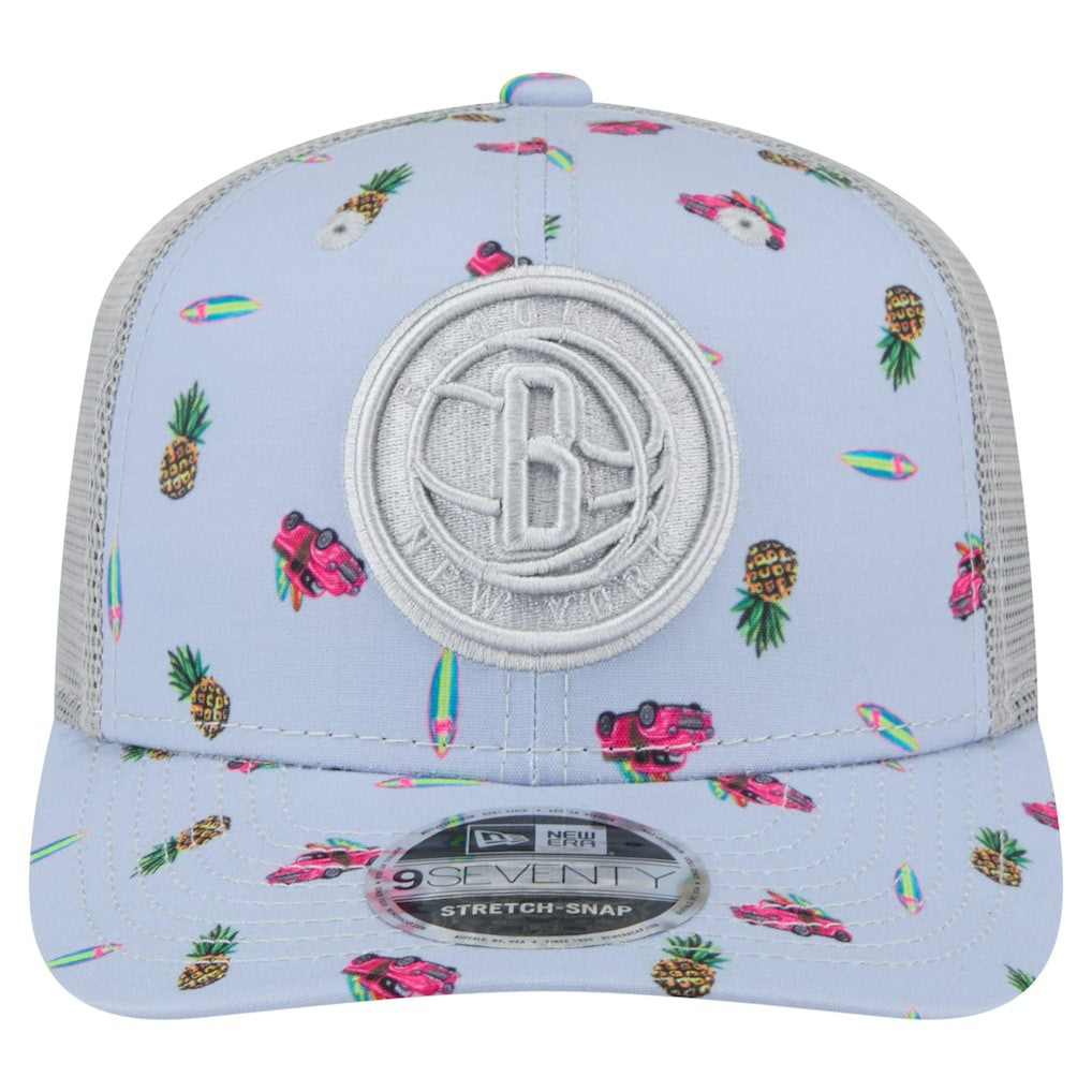 New Era Brooklyn Nets Adventure Aloha Pattern 9SEVENTY Stretch-Snap Hat Light Blue/Gray