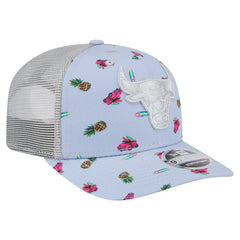 New Era Chicago Bulls Adventure Aloha Pattern 9SEVENTY Stretch-Snap Hat Light Blue/Gray