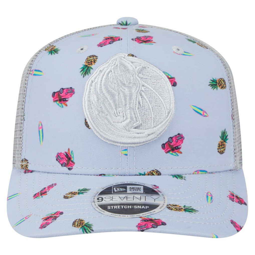 New Era Dallas Mavericks Adventure Aloha Pattern 9SEVENTY Stretch-Snap Hat Light Blue/Gray
