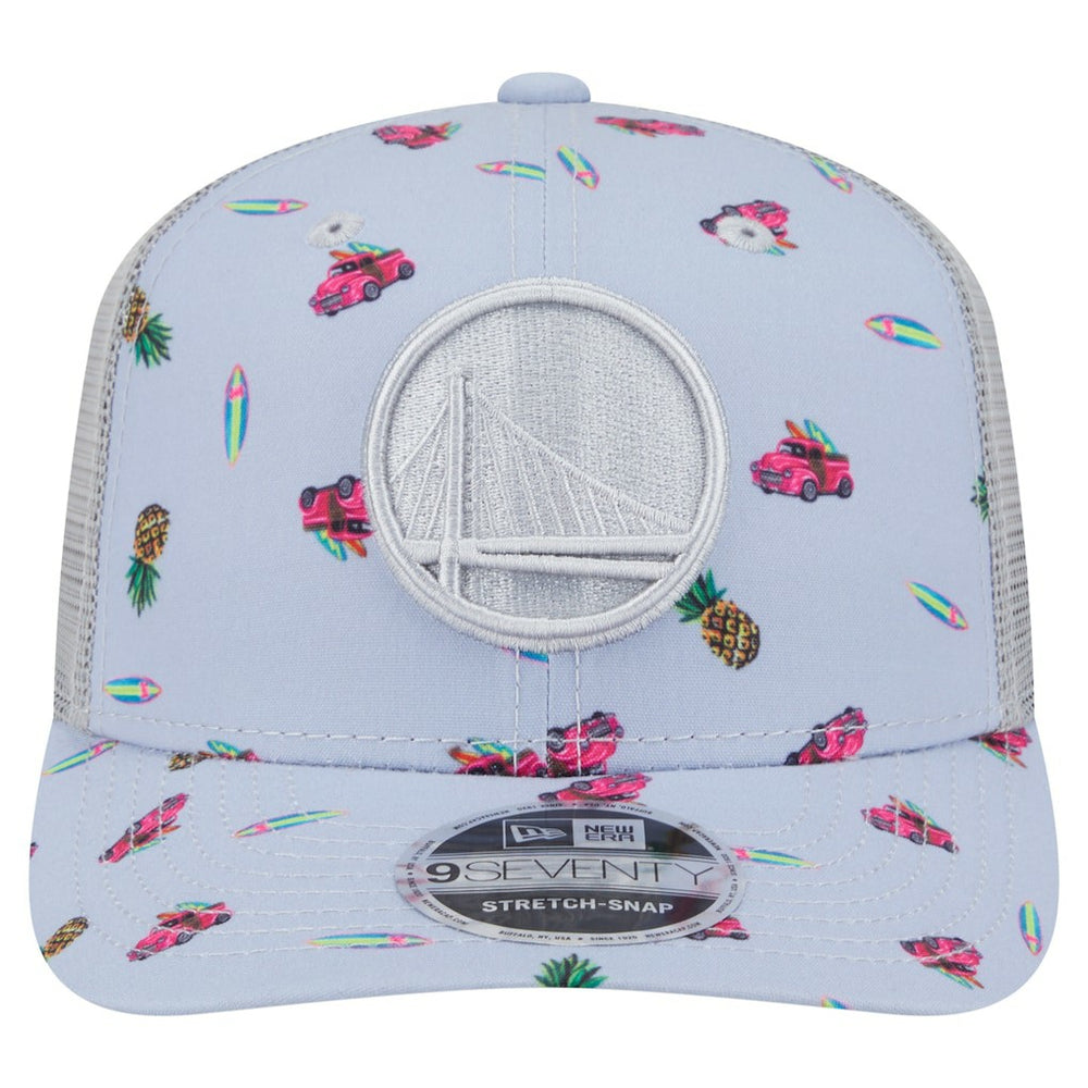 New Era Golden State Warriors Adventure Aloha Pattern 9SEVENTY Stretch-Snap Hat Light Blue/Gray