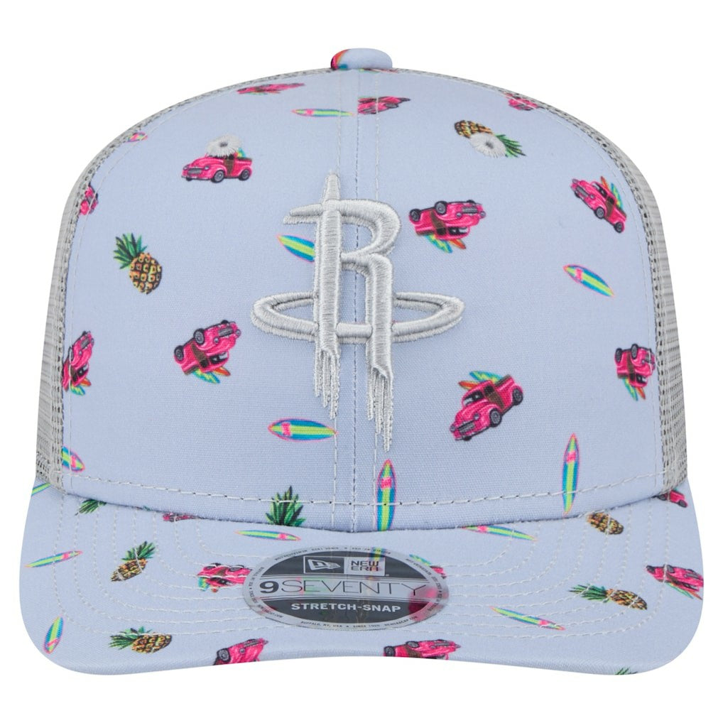 New Era Houston Rockets Adventure Aloha Pattern 9SEVENTY Stretch-Snap Hat Light Blue/Gray