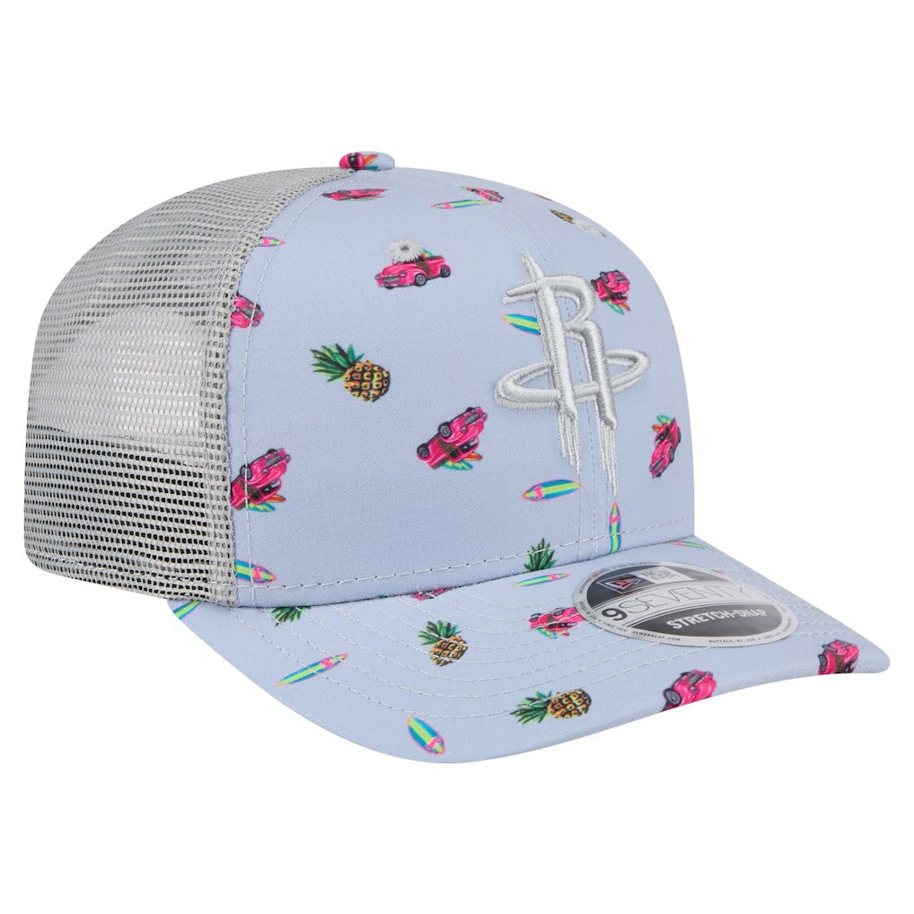 New Era Houston Rockets Adventure Aloha Pattern 9SEVENTY Stretch-Snap Hat Light Blue/Gray