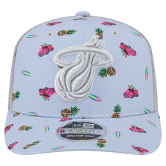 New Era Miami Heat Adventure Aloha Pattern 9SEVENTY Stretch-Snap Hat Light Blue/Gray