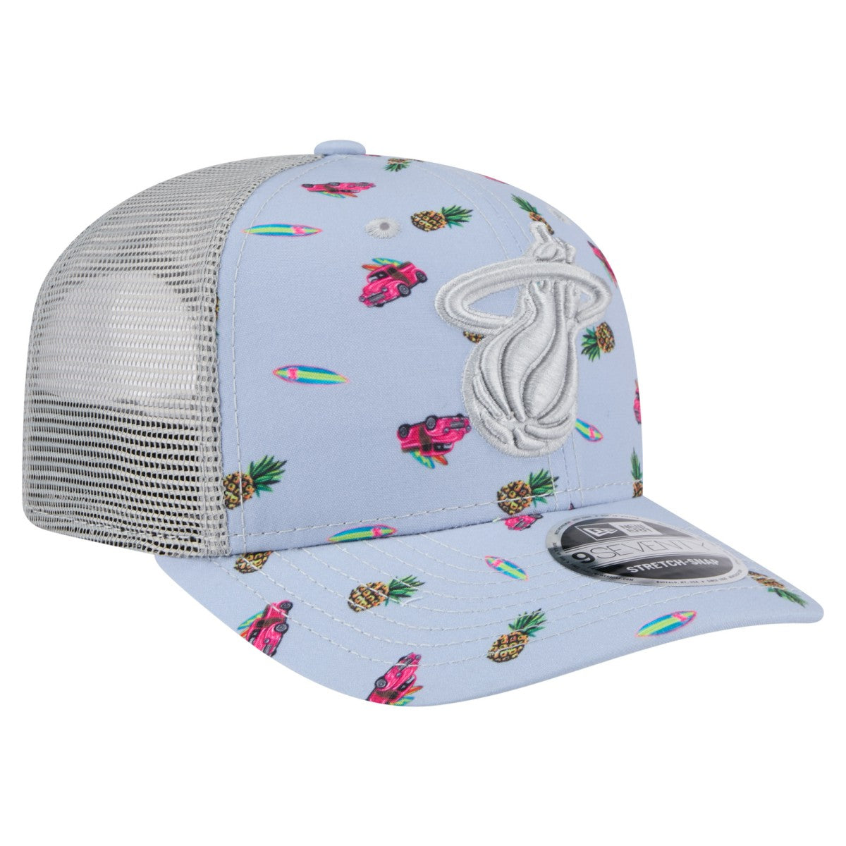 New Era Miami Heat Adventure Aloha Pattern 9SEVENTY Stretch-Snap Hat Light Blue/Gray