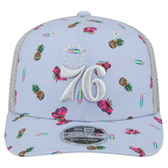 New Era Philadelphia 76ers Adventure Aloha Pattern 9SEVENTY Stretch-Snap Hat Light Blue/Gray